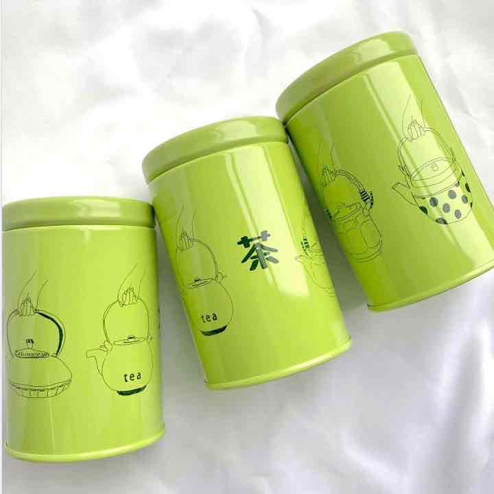 Custom printed green tea tins with illustrations